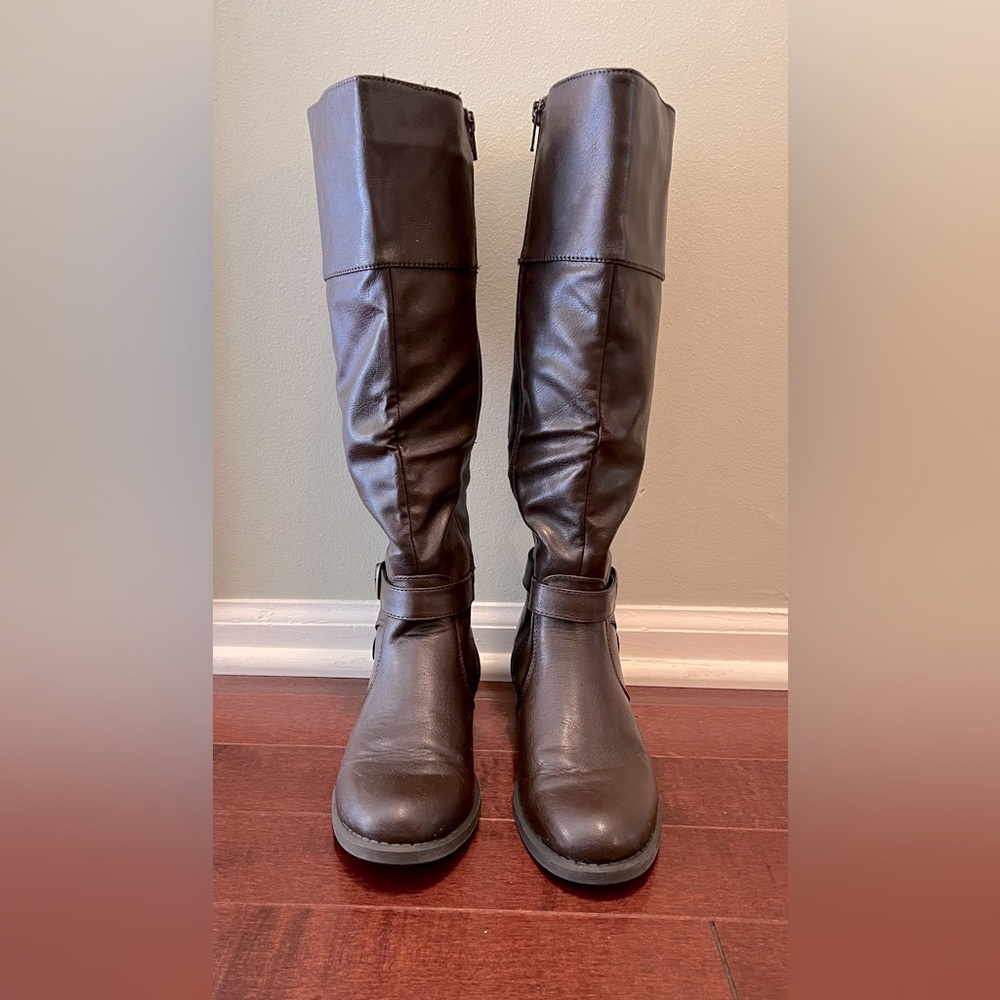 Nine West Women’s Brown Zipper Riding Boots Size 6.5 M